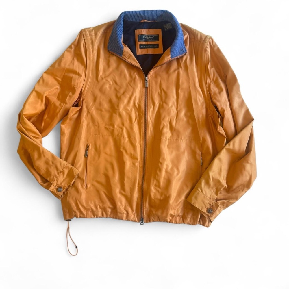 Bobby Jones Orange Water Resistant Silk Windbreaker with Blue Collar